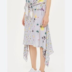 NWT! TOPSHOP silver floral asymmetrical fairy skirt, 6.
